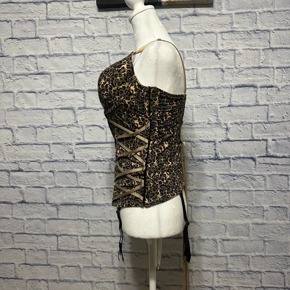 Frederick’s of Hollywood exxtreme cleavage animal camo corset